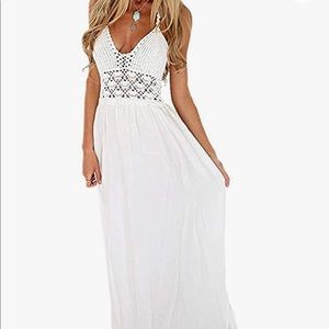 White Crochet Maxi Dress Worn Once Gorgeous XS/S